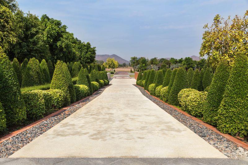 Trimmed Hedge Along a Pathway